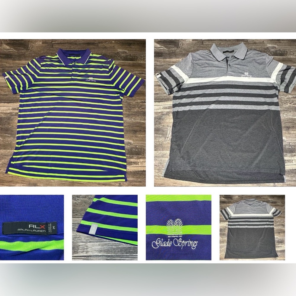 RLX Ralph Lauren Golf Polo - Lot 2 - XL Glade Springs Performance Shirts - GUC